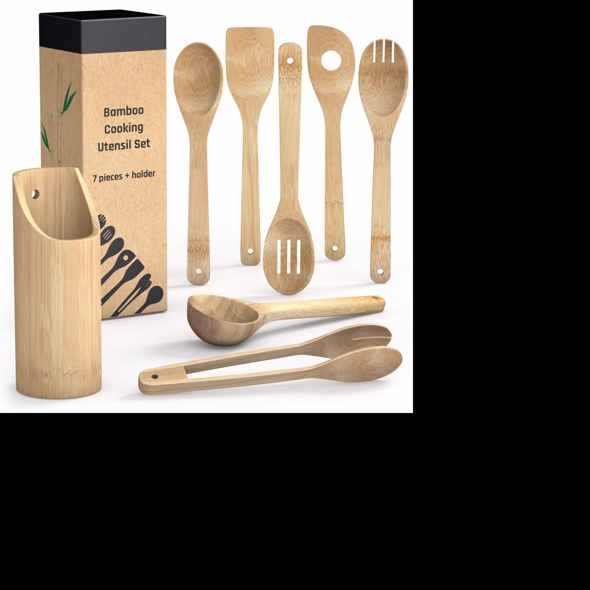 Organic Bamboo Wooden Kitchen Cooking Tools Spoons And Spatulas Utensils Set