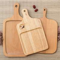 New creative beech rubber wood bread board solid wood pizza steak plate cutting board with handle