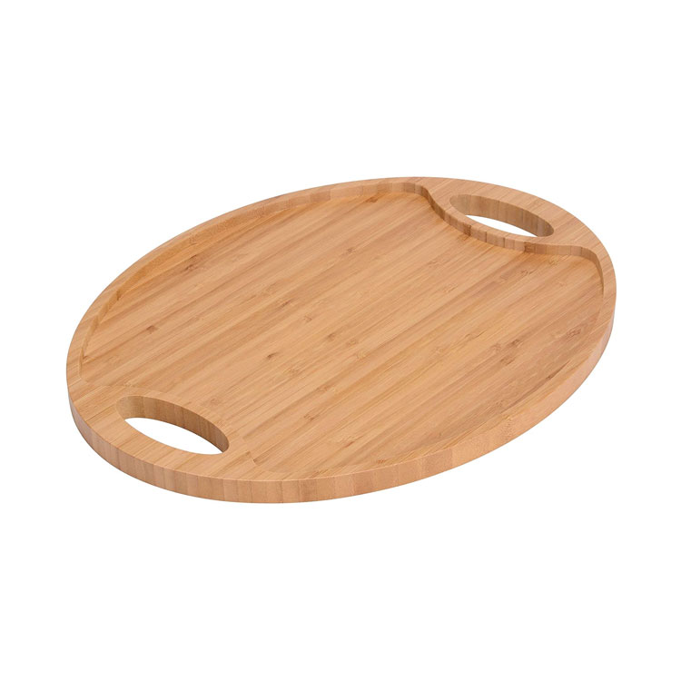 Bamboo Tray with Handles Round Wooden Tray  Great for Food