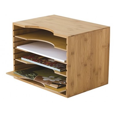 bamboo function desk organizer file tray