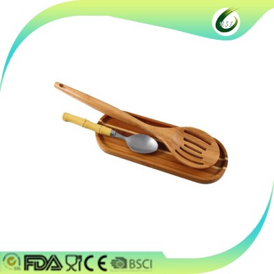 Bamboo spoons rest tray holder Homex-BSCI Factory