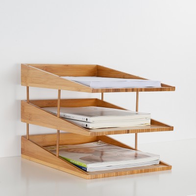 stacking bamboo file tray