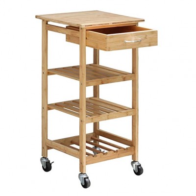 Wholesale custom 4 layer bamboo wooden kitchen trolley