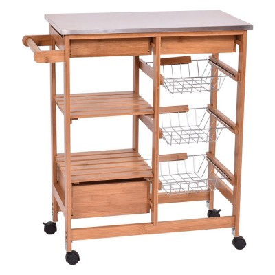 folding wooden kitchen trolley